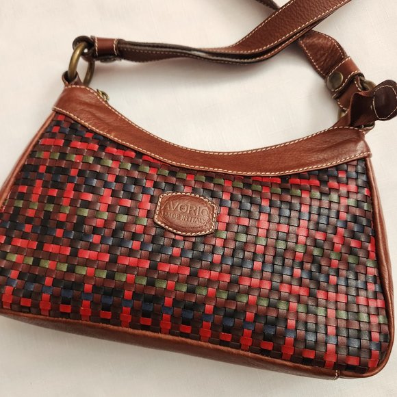 Vera Pelle Avorio Italy Leather Brown/ Multicolor Lady Crossbody/ Shoulder Purse - Picture 1 of 16